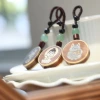 Rosewood keychain, black ebony and purple sandalwood inlaid, One Road Safe Little Deer personalized gift car key chain hanging Specification image